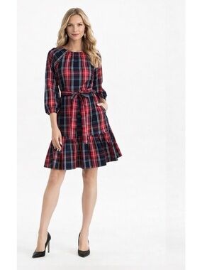 Draper James RSVP Holiday plaid bow back long sleeve dress size XXL